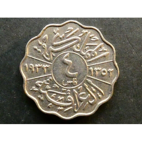 295 - IRAQ.  4 Fils, AH1352 = 1933CE, KM97, VF+