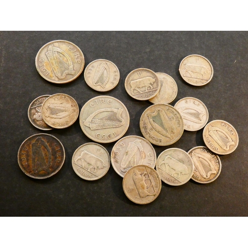 296 - IRELAND.  Shilling (1928 x4, 1931, 1933 x3, 1939 x2, 1940, 1942), Florin (1928, 1939 x2) and Halfcro... 