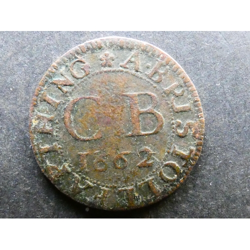 383 - TRADESMEN’S TOKENS, 17TH CENTURY.  Gloucestershire, Farthing, Bristol, obverse; A BRISTOLL FARTHING,... 