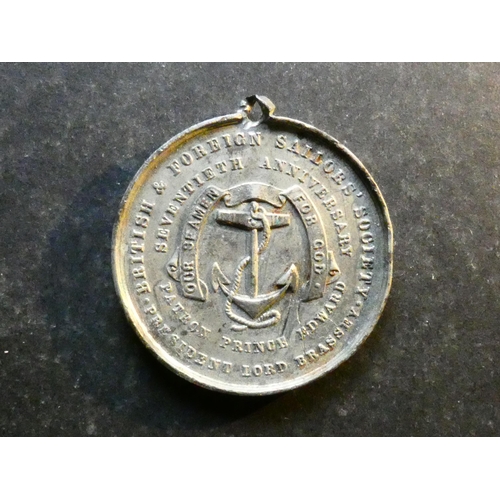 495 - MEDALLIONS, NATIONAL & LOCAL.  ND(1888), 70th anniversary of British & Foreign Sailors’ Society, obv... 