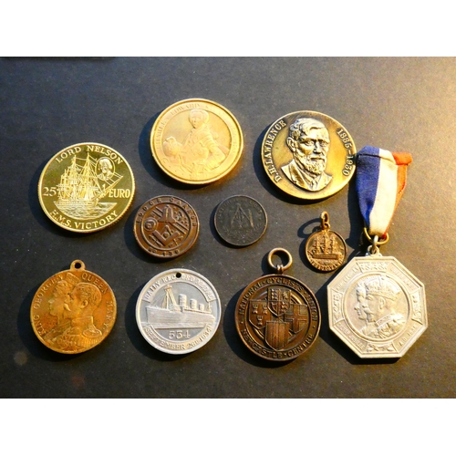 501 - TOKENS & MEDALLIONS, VARIOUS.  Masonic Penny, Lodge Carron No.139.  NATIONAL CYCLISTS UNION NEWCASTL... 