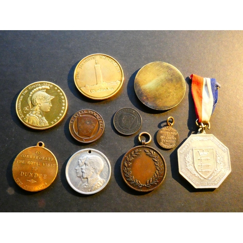 501 - TOKENS & MEDALLIONS, VARIOUS.  Masonic Penny, Lodge Carron No.139.  NATIONAL CYCLISTS UNION NEWCASTL... 