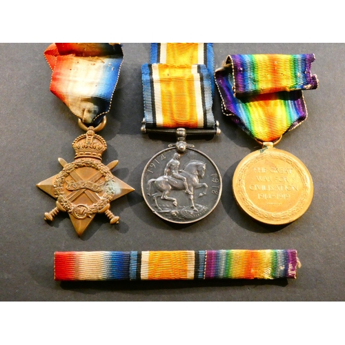 509 - UNITED KINGDOM.  WWI trio; 1914-1915 Star, British War Medal & Victory Medal, to 3413 Private M. HEN... 