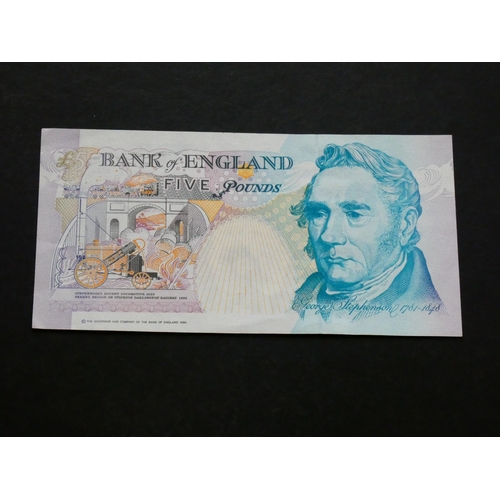 78 - GREAT BRITAIN, BANK OF ENGLAND.  5 Pounds.  Sign. KENTFIELD, BE362 (BE119c), serial number U25 81402... 