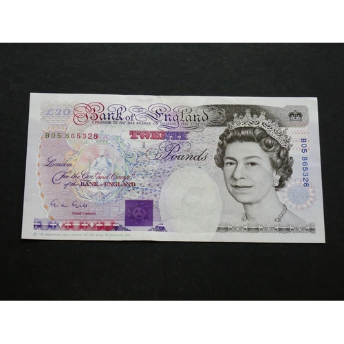 87 - GREAT BRITAIN, BANK OF ENGLAND.  20 Pounds.  Sign. GILL, B358 (BE210b), serial number B05 865328, NE... 