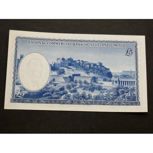 93 - SCOTLAND, National Commercial Bank.  5 Pounds, 1.8.1963, NC9 (SC613a, P-272a), serial number F420977... 