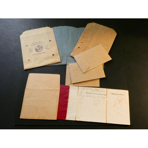 135 - BANKING EPHEMERA.  Small collection of banknote bands, paper coin bags, etc., including National Pro... 