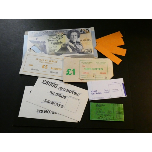 135 - BANKING EPHEMERA.  Small collection of banknote bands, paper coin bags, etc., including National Pro... 