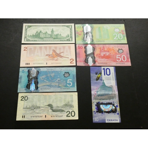 15 - CANADA.  $1 (1967, P-84a), $2 (1986, P-94c), $5 (2013, P-106c), $10 (2018, P-new), $20 (1991, P-97d ... 