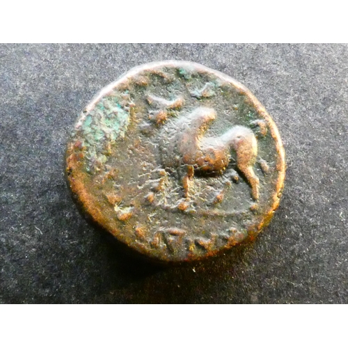 155 - GREEK.  AE15, 3.07g of Tralles in Lydia, 2nd to 1st century BCE, obverse; laureate head of Zeus righ... 