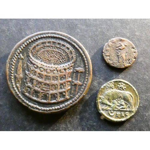 159 - ROMAN IMPERIAL.  Constantine I (308-337 CE), billon reduced Centenionalis, VRBS ROMA type, two stars... 