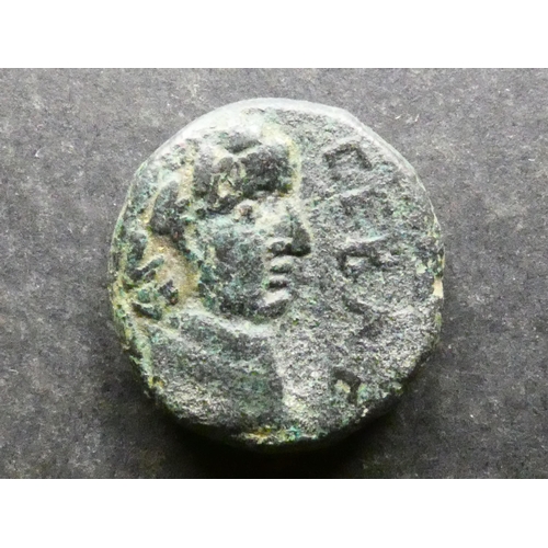 166 - ROMAN PROVINCIAL.  AE23, 16.34g, 1st or 2nd century CE, of Ascalon in Judaea, obverse CEBAC[TOC], la... 