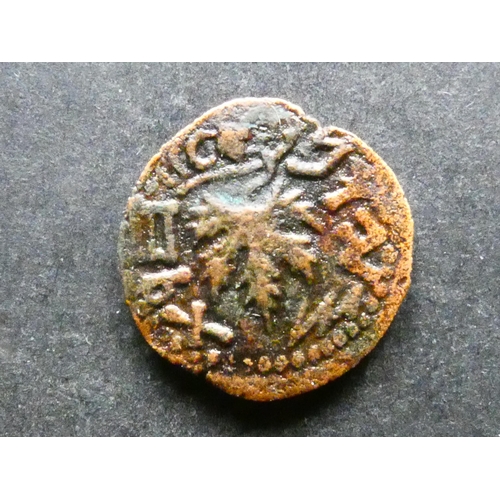 171 - JUDAEA.  AE Prutah, time of First Jewish Revolt, 66-70 CE, obverse; narrow-necked amphora, year 2 (=... 