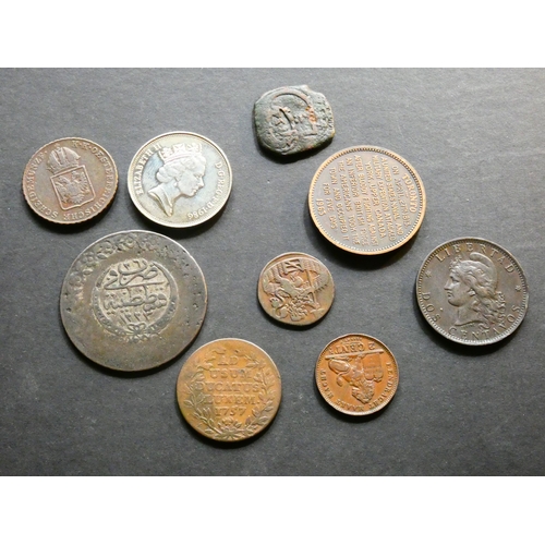 197 - COLLECTION.  World, including Turkey, billon 5 Kurush, AH 1223, year 26, together with Spain, 8 Mara... 