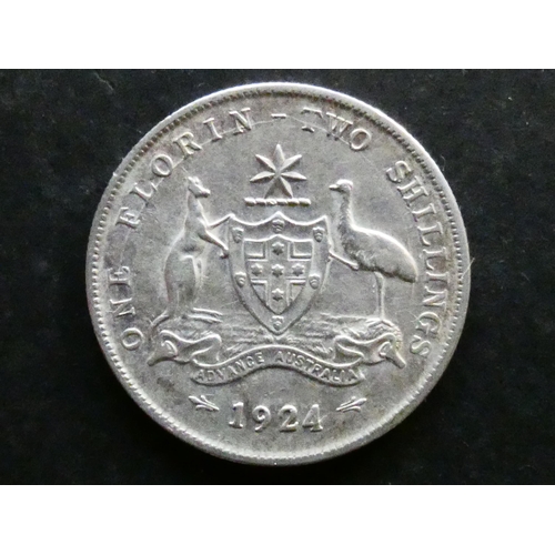 215 - AUSTRALIA.  Florin, 1924, KM27, F/NVF