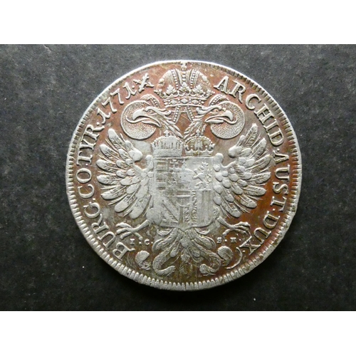 219 - AUSTRIA.  Silver Thaler, 1771 IC-SK, Vienna mint, KM1849, F, scratches.