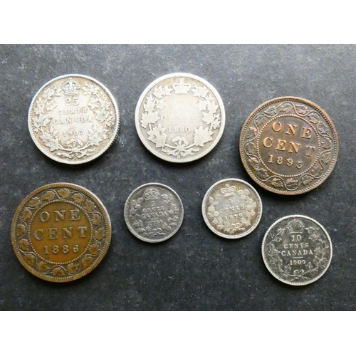 225 - CANADA.  Small collection modern minors, including 1 Cent (1886, 1895), 5c (1870 wide rims, 1906), 1... 