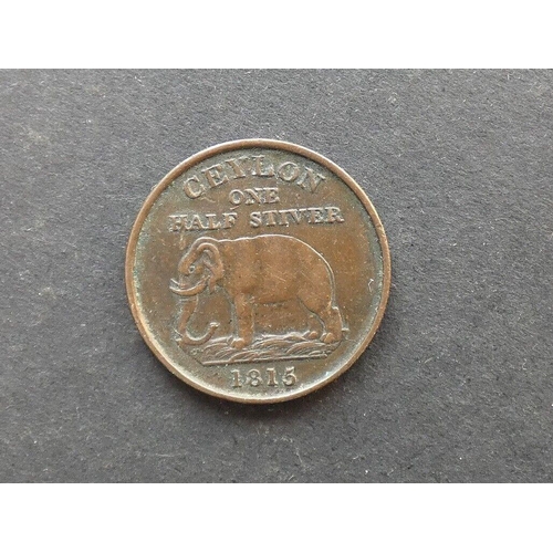 229 - CEYLON.  ½ Stiver, 1815, KM80, VF, small scratches & digs.