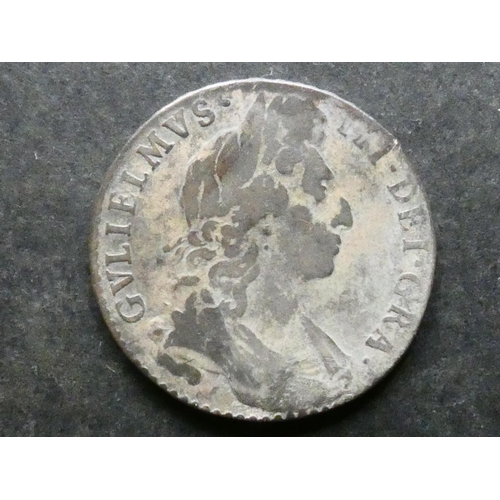 254 - UNITED KINGDOM.  Halfcrown.  1697 NONO, S-3487, VG, scratches, oxidised surfaces.