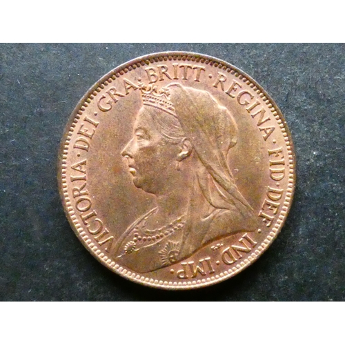 266 - UNITED KINGDOM.  Halfpenny.  1895, S-3962, AUNC, nearly full lustre, light spotting.