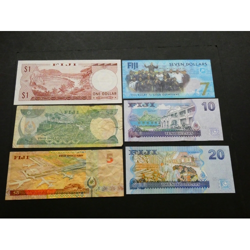 27 - FIJI.  $1 (ND1974, P-71b), $2 (ND1995, P-90a), $5 (ND1998, P-101a), $7 (ND2017, P-120a), $10 (ND2011... 