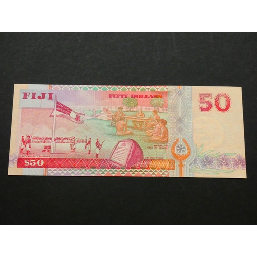 28 - FIJI.  50 Dollars, ND(1996), sign. Savenaca Narube, type 1, serial prefix J, P-100b, UNC, light ATM ... 