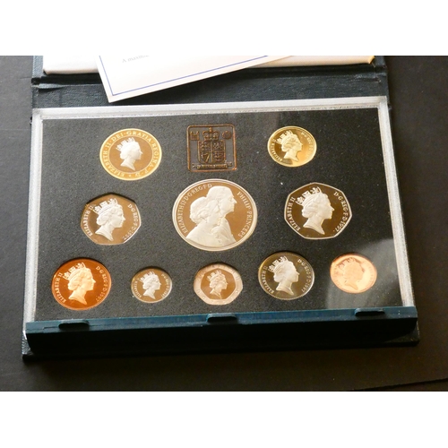 282 - UNITED KINGDOM.  Proof Set.  1997, 1p to £5 Elizabeth & Philip golden wedding anniversary, cased, NF... 