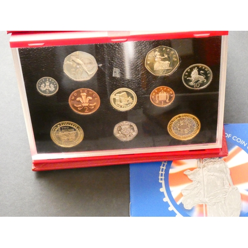 286 - UNITED KINGDOM.  Proof Set.  2004, 1p to 2x £2, in deluxe issue red leather case, NFDC