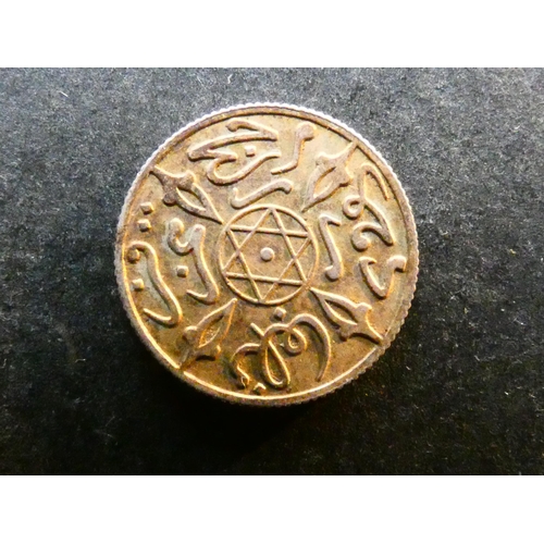 328 - MOROCCO.  'Abd al-Aziz, AH1311-1326 (1894-1908CE), silver ½ Dirham, AH1329, Y9.2, EF