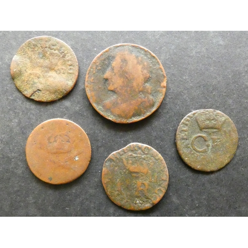 391 - SCOTLAND.  Charles II (1649-1685), copper Twopence, Turner, or Bodle, coinage of 1663, S-5625, toget... 