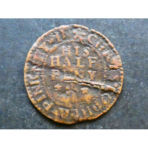 412 - TRADESMEN'S TOKENS, 17TH CENTURY.  Durham, Halfpenny, Barnard Castle, obverse; CHRISTOPHER PINKNEY I... 