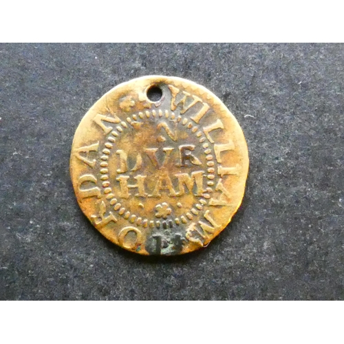 417 - TRADESMEN'S TOKENS, 17TH CENTURY.  Durham, Farthing, Durham, obverse; WILLIAM IORDAN, IN DVRHAM, rev... 