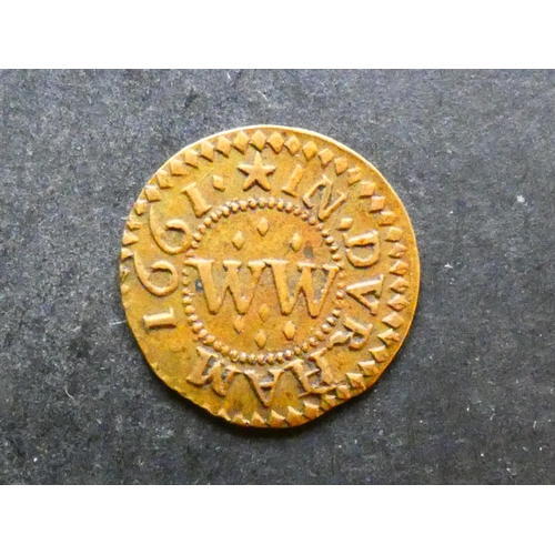 421 - TRADESMEN'S TOKENS, 17TH CENTURY.  Durham, Farthing, Durham, obverse; WILLIAM WILKINSON, three fleur... 