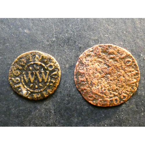 422 - TRADESMEN'S TOKENS, 17TH CENTURY.  Durham, Halfpenny, Barnard Castle, IOHN GOLIGHTLY, W-5, Poor, tog... 