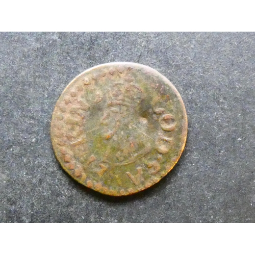 424 - TRADESMEN'S TOKENS, 17TH CENTURY.  Durham, Farthing, Stockton, obverse; IOHN WELLS 1666, IN STOCKTON... 