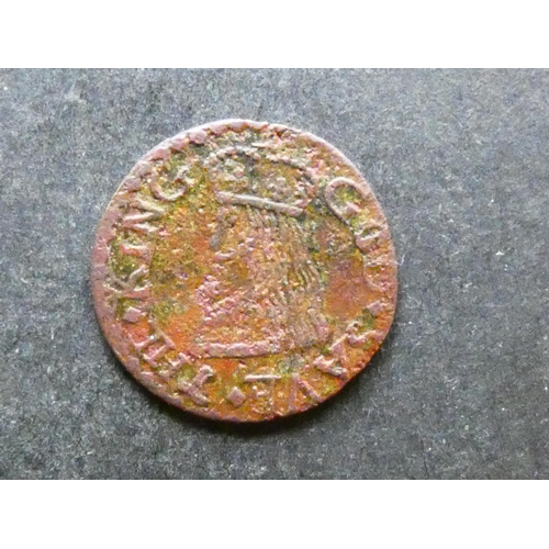 425 - TRADESMEN'S TOKENS, 17TH CENTURY.  Durham, Farthing, Stockton, obverse; IOHN WELLS 1666, IN STOCKTON... 