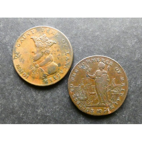 439 - TRADESMEN'S TOKENS, 18TH CENTURY.  Lincolnshire, 2x Halfpennies, including Sleaford, ND, Obverse; Jo... 