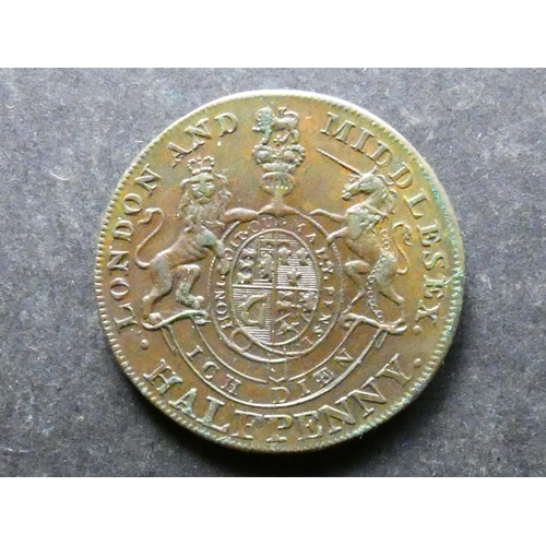 447 - TRADESMEN'S TOKENS, 18TH CENTURY.  Middlesex, Halfpenny, national series, 1794, obverse; GEO. PRINCE... 