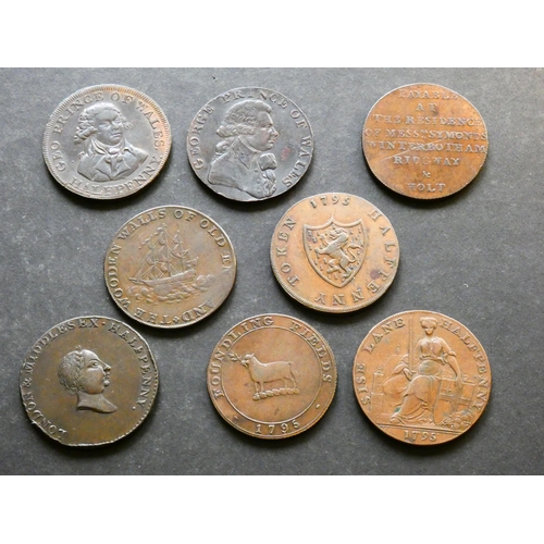 449 - TRADESMEN'S TOKENS, 18TH CENTURY.  Middlesex, 8x Halfpennies, including Bebbington's D&H-254, Sise L... 