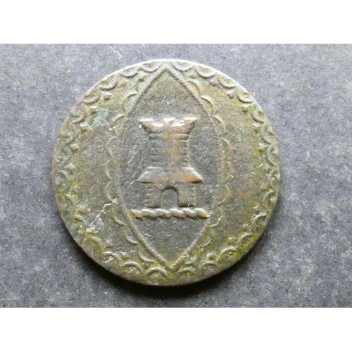 464 - TRADESMEN'S TOKENS, 18TH CENTURY.  Scotland, Lothian, Halfpenny, Edinburgh, 1796, obverse; a tower w... 