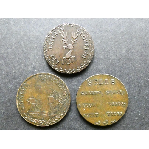 466 - TRADESMEN'S TOKENS, 18TH CENTURY.  Scotland, Lothian, 3x Halfpennies, including Leith, 1797, D&H-61,... 