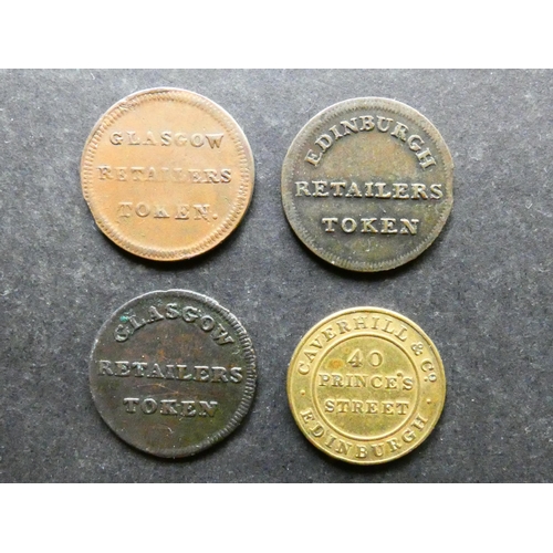 471 - TRADESMEN'S TOKENS, 19TH CENTURY UNOFFICIAL FARTHING.  Scotland x4, including Lothian, Edinburgh, Ca... 