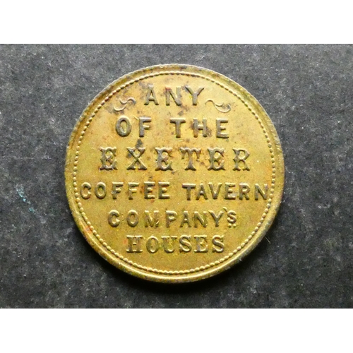 480 - INN & REFRESHMENT TOKEN.  Devon, Exeter, obverse; GOOD FOR ONE PENNYWORTH OF REFRESHMENT AT, reverse... 