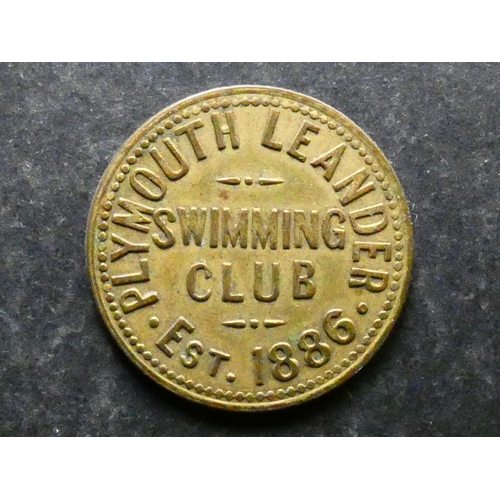 482 - INN & REFRESHMENT TOKEN.  Devon, Plymouth, obverse; PLYMOUTH LEANDER SWIMMING CLUB EST. 1886, revers... 