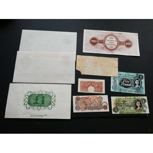 490 - TOY & MODEL MONEY.  Collection of pre-decimal paper play money, circa 1950s to 1960s, possibly sligh... 