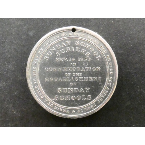 508 - MEDALLIONS, NATIONAL & LOCAL.  1831, 50th anniversary of Sunday Schools, obverse; ROBT RAIKES ESQR. ... 