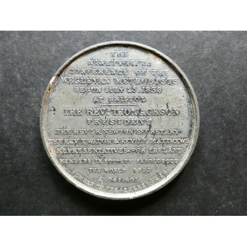 510 - MEDALLIONS, NATIONAL & LOCAL.  1838, 95th Conference of Wesleyan Methodists, obverse; REVD. JOHN WES... 