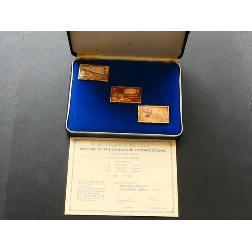 538 - MEDALLIONS, NATIONAL & LOCAL.  1969, Concorde, .999/1000 silver replicas by Johnson Matthey Metals, ... 