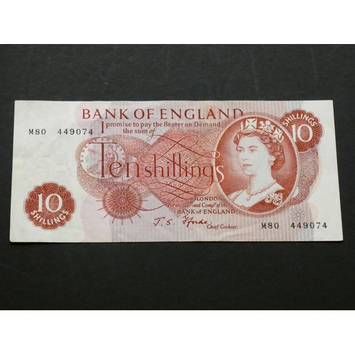 70 - GREAT BRITAIN, BANK OF ENGLAND.  10 Shillings.  Sign. FFORDE, B311 (BE40c), replacement, last run, s... 