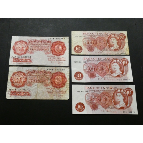 71 - GREAT BRITAIN, BANK OF ENGLAND.  10 Shillings.  Various, including O'BRIEN, B271 (BE31g), prefix A50... 